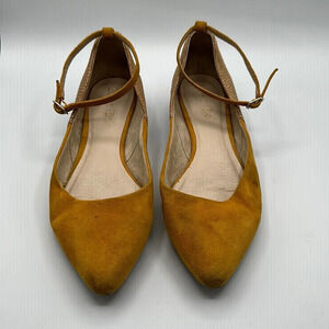 Anthropologie Lien Do Mustard Yellow Suede Kitten Heel